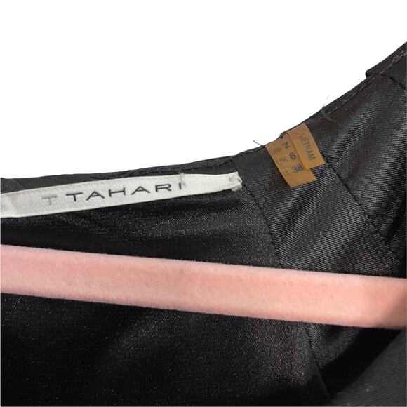 Tahari Black Off the Shoulder Pleated Neckline Dress - Picture 5 of 11